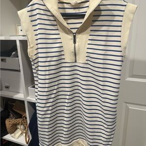 Entro Cream and Blue Striped Top